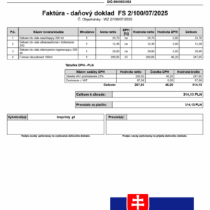 🧾 Wzorzec wydruku Faktury Sprzedaży – wersja słowacka (Subiekt nexo PRO)