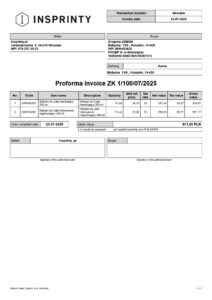 Angielska faktura pro forma (Proforma Invoice)