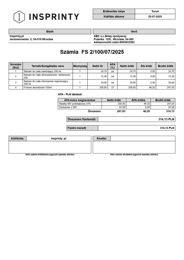 Zestaw faktur i korekt Allegro Export (Czechy, Słowacja, Węgry) - obrazek 3