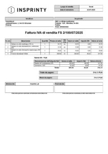 🧾 Faktura Sprzedaży w języku włoskim Wzorzec wydruku Subiekt nexo PRO