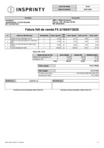 🧾 Wzorzec wydruku Faktury Sprzedaży – wersja portugalska (Subiekt nexo PRO)