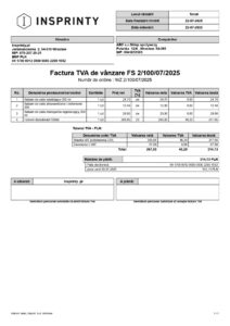 Rumuńska faktura sprzedaży z VAT (Factura TVA de vânzare)
