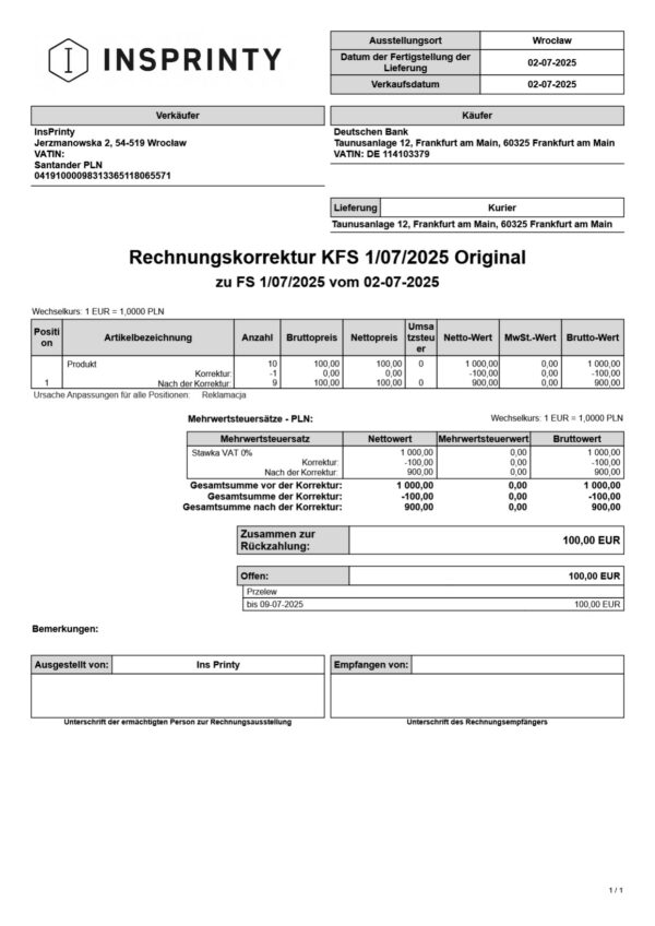 Zestaw dokumentów niemieckojęzycznych FS, FP, FL, KFS– Subiekt nexo PRO - obrazek 5