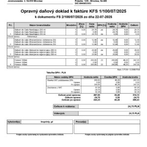 Słowacka Korekta Faktury Sprzedaży (Subiekt nexo PRO)