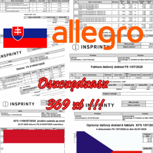 Zestaw faktur i korekt Allegro Export (Czechy, Słowacja, Węgry)