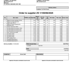 Angielskie zamówienie do dostawcy ZD – (Subiekt nexo PRO)